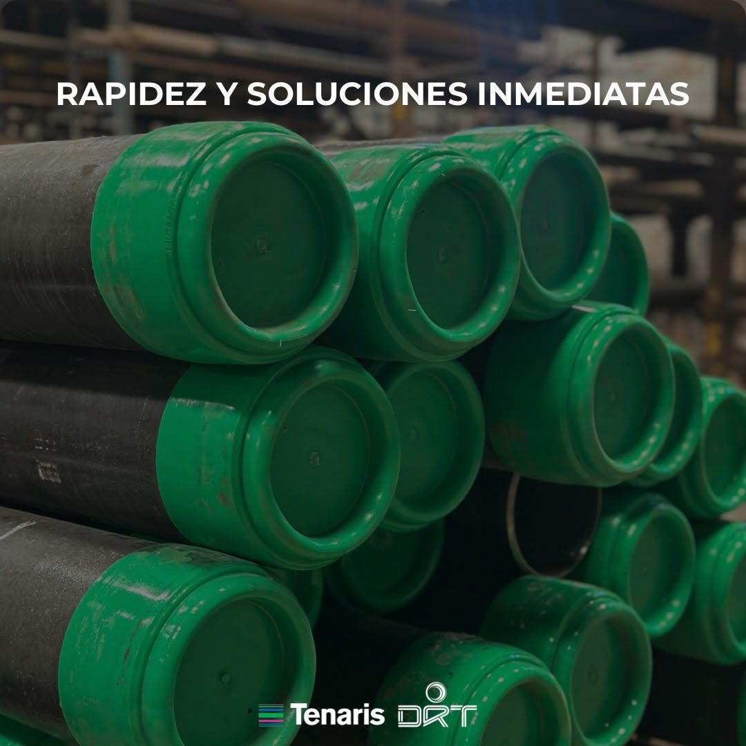 Tubos con tapas protectoras verdes y el texto "Rapidez y soluciones inmediatas".